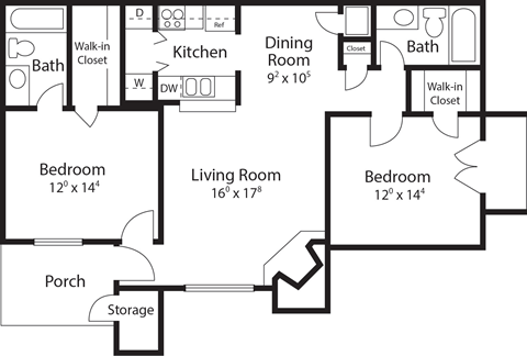a floor plan of a house with a kitchen and a living room